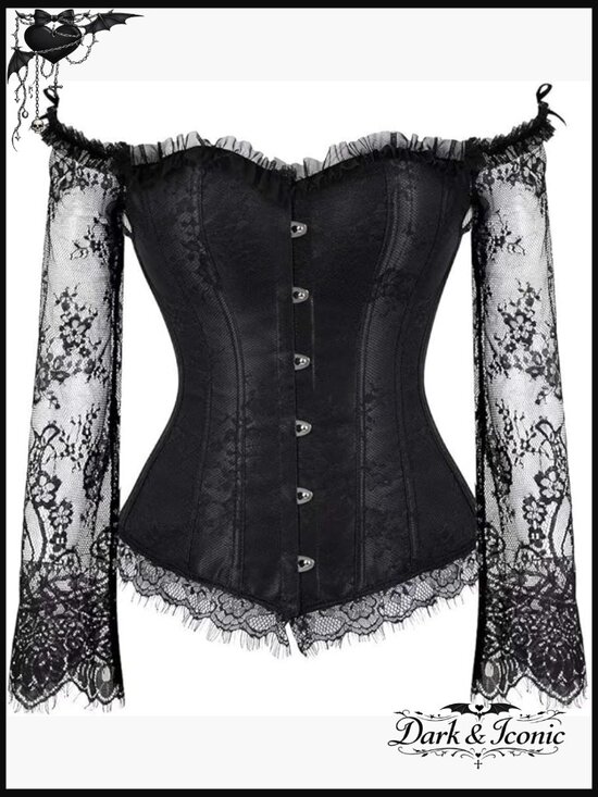 Tops - Corset Top for Women with Sleeves Lace Floral Bustier Waist Training